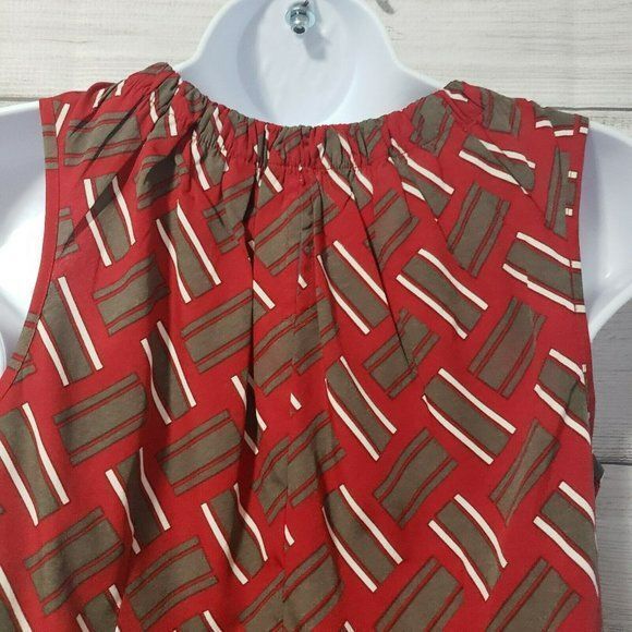 Y2k 90s Banana Republic Xs Sleeveless Red Khaki Green top - Picture 9 of 9